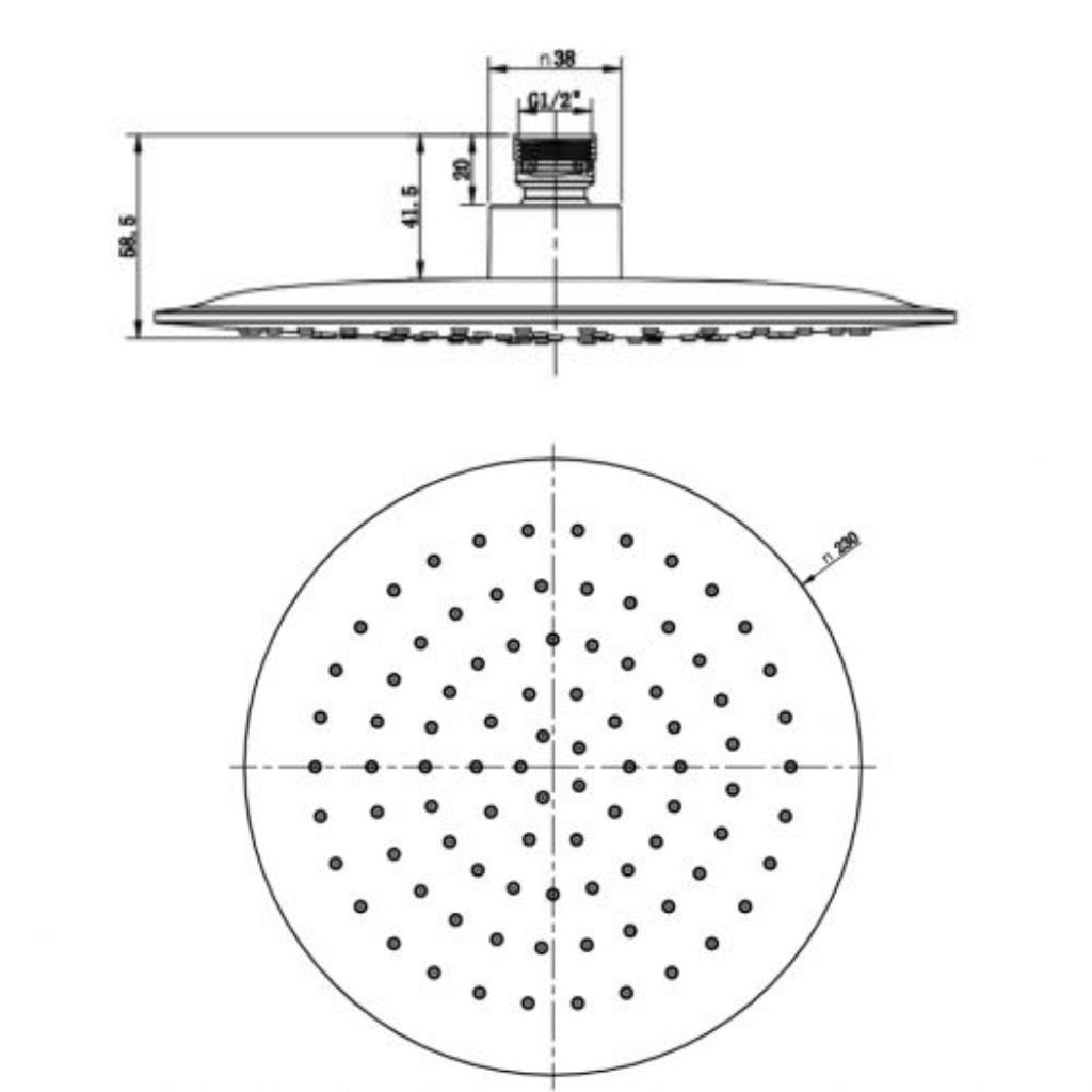 AQUAS Neu 230 Shower Head Matt Black Elite Bathware