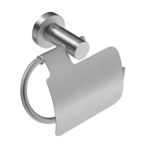 Round Toilet Roll Holder Flap Brushed Stainless Steel