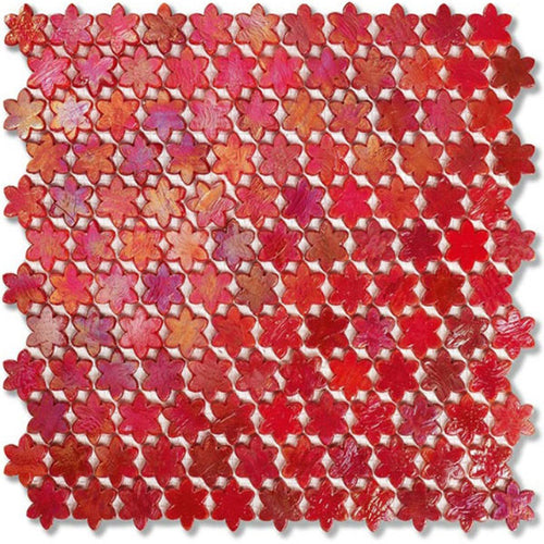 Neoglass Petites Fleurs Peony 316x293mm Mosaic by Sicis - Luxury wall and floor mosaics
